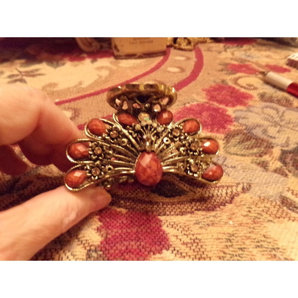 Ponytail Hair Clip Barrette~Made with Gorgeous Crystals AND STONES SILVER